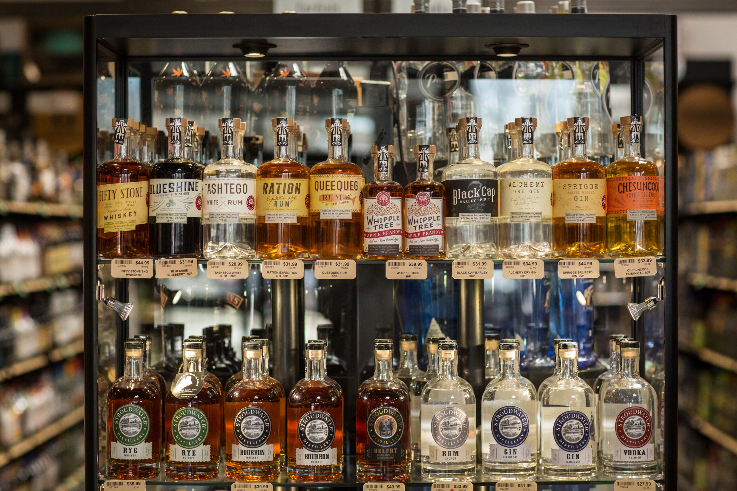 lots of special bottles of all kinds of spirits